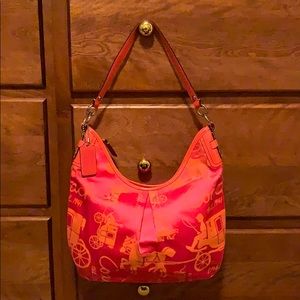 Coach hobo bag horse and carriage print. F14480